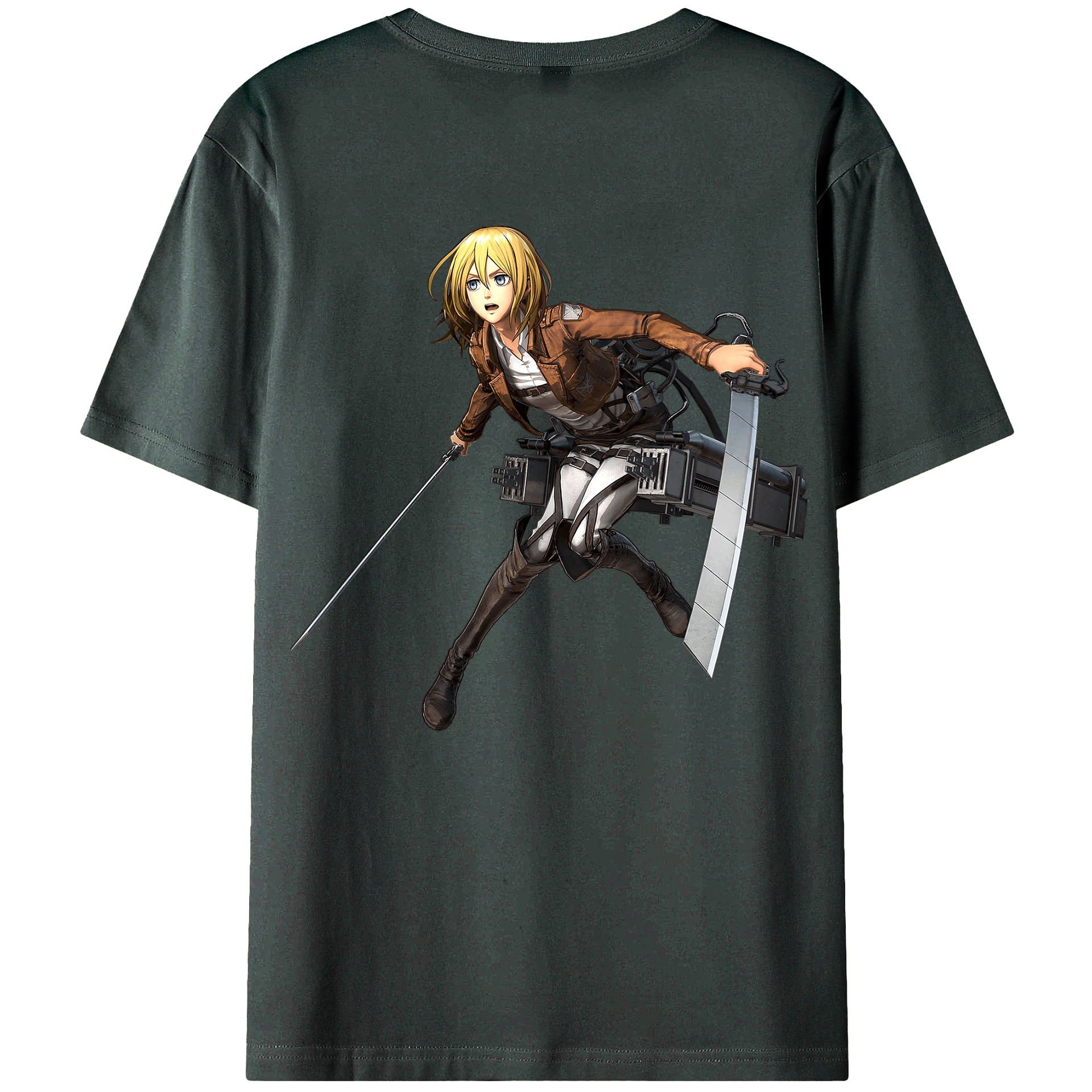 （画像用） 進撃の巨人 クリスタ·レンズ Attack on Titan Christa Lenz 綿100％ メンズ半袖Tシャツ（バックプリント） 通気性